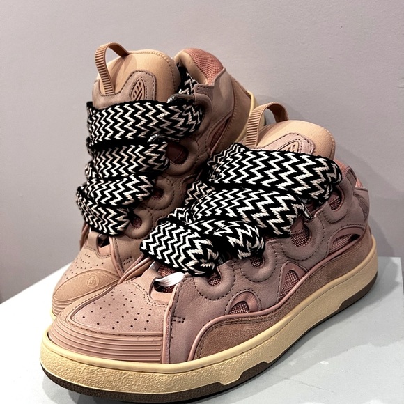 Lanvin Pink Curb Suede Sneaker Brand New Size 42
